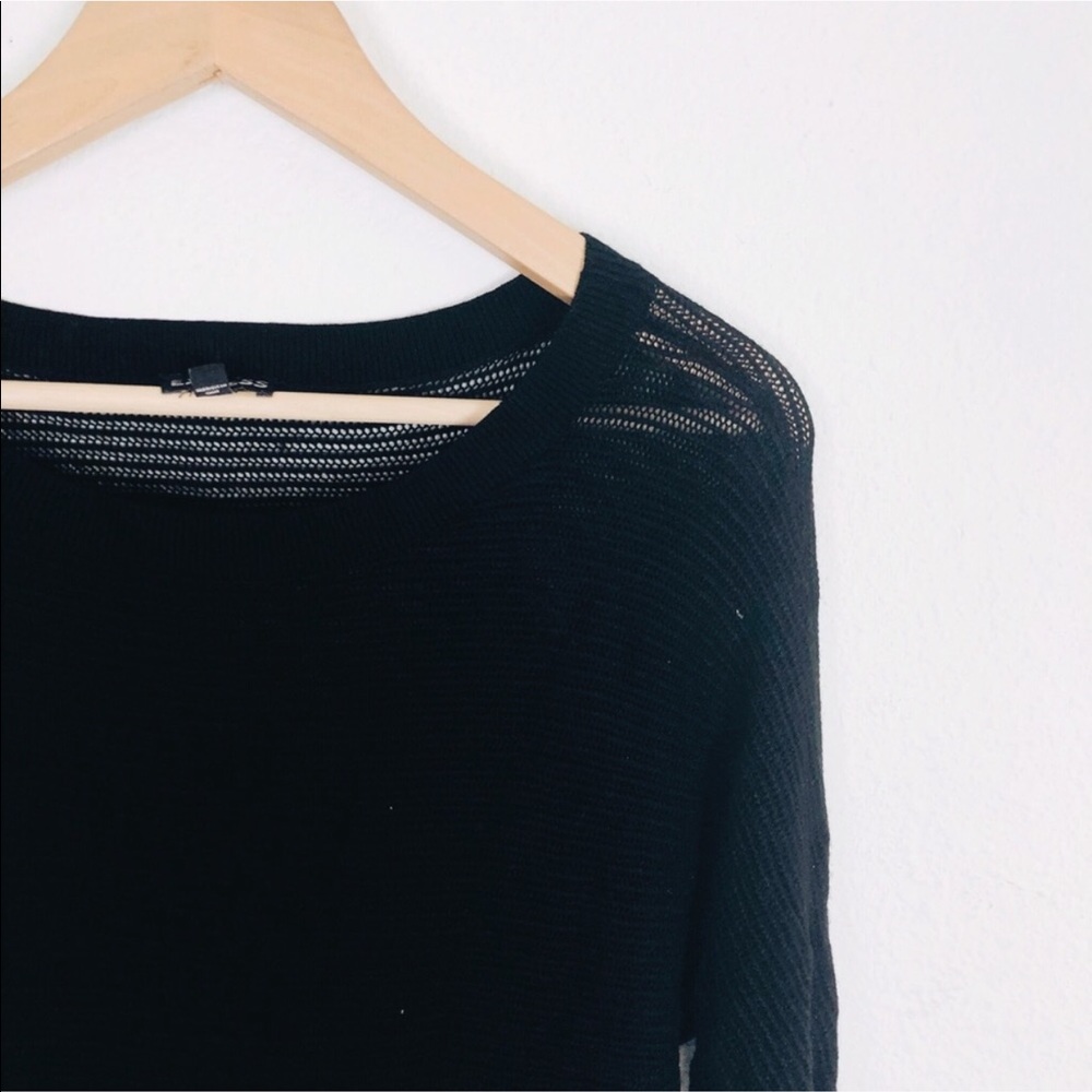 Express Knit 3/4 Sleeve Black Top